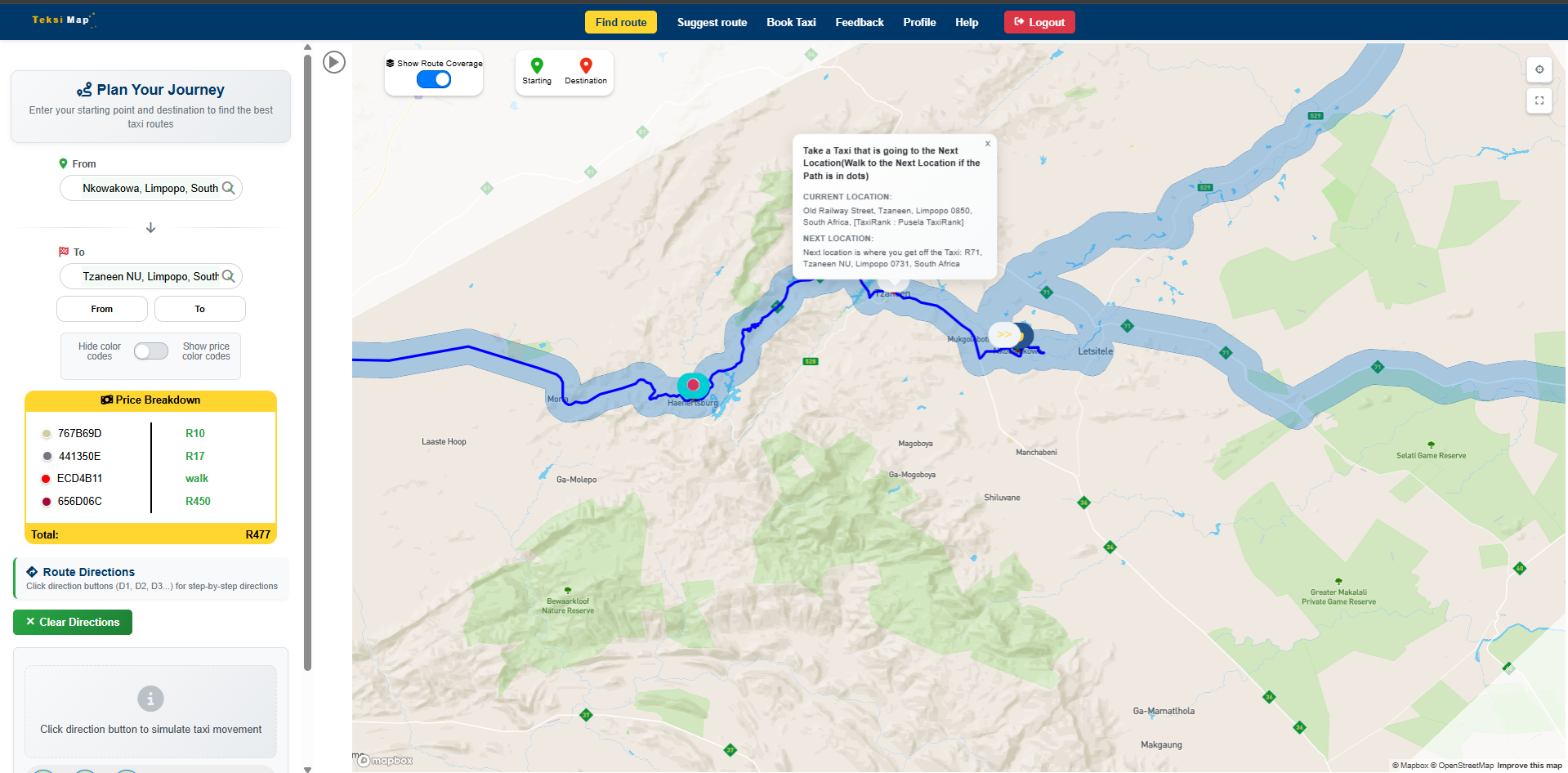 TeksiMap desktop app view